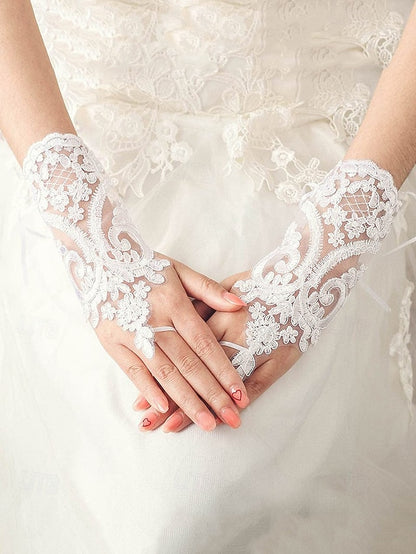 Gloves Fingerless Vintage Bridal Elegant – White Lace Wedding