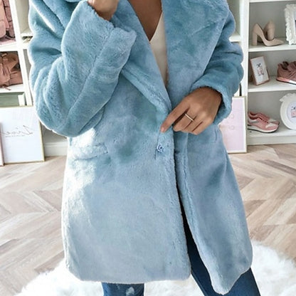 Warm Comfortable Pocket Faux Winter Women's Coat Fur