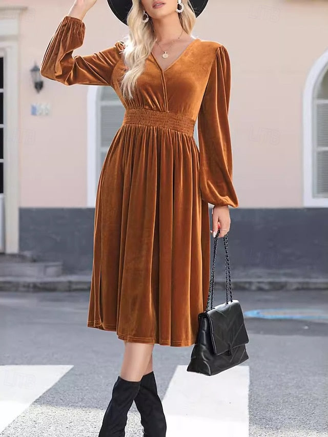 Women's Midi Dress Ruched Dress Modern Daily Outdoor Going