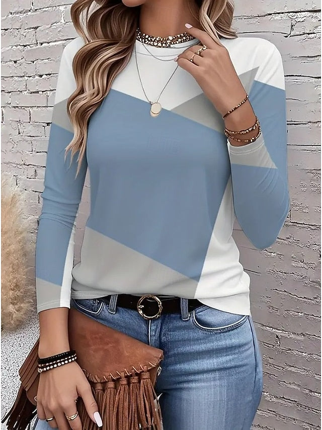 Women's T shirt Long Sleeve Crew Neck Long Sleeve Tunic