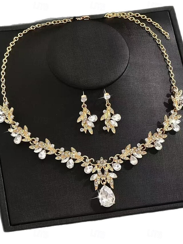 Women's with Pendant Set Rhinestone Gold Teardrop Jewelry -