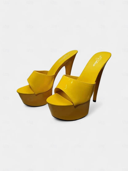 High with Patent Red Platform Heels Leather Women's