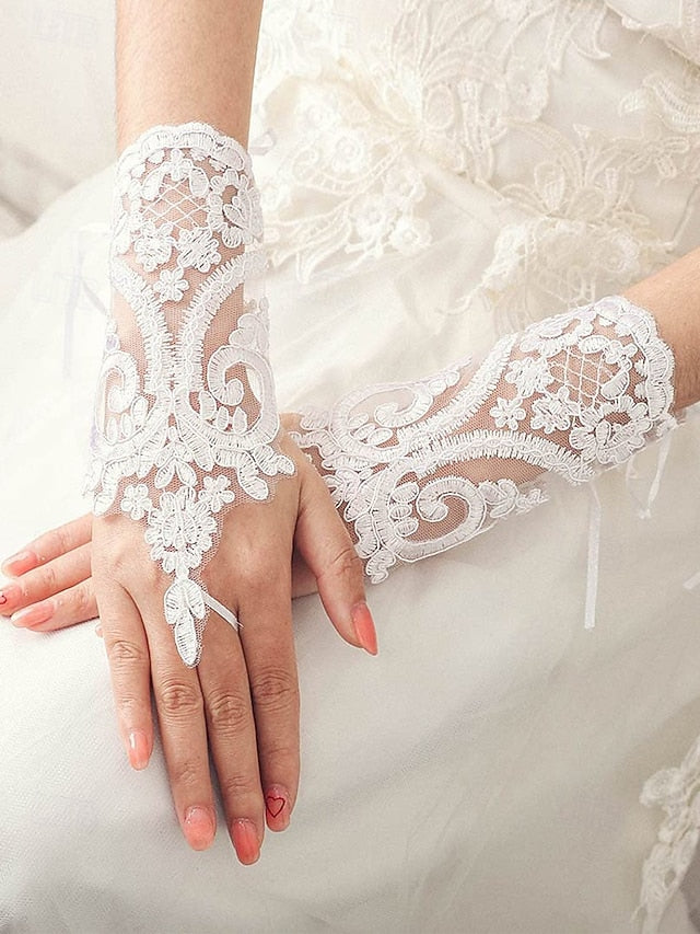 Gloves Fingerless Vintage Bridal Elegant – White Lace Wedding