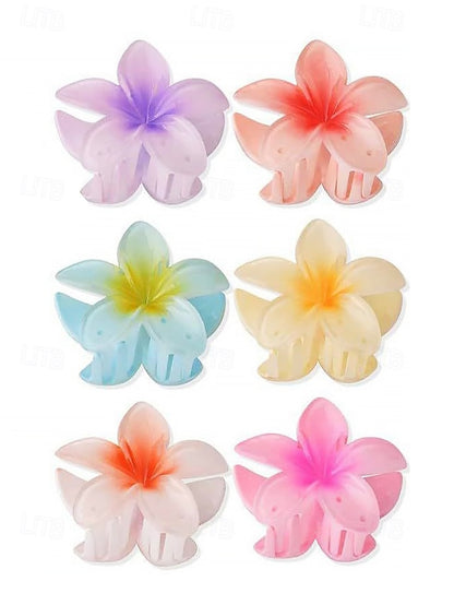 Hawaiian Clips Hair Plumeria Resin Tropical – Flower 6PCS