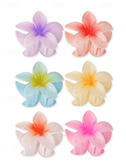 Hawaiian Clips Hair Plumeria Resin Tropical – Flower 6PCS