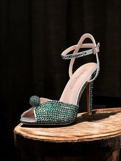 Rhinestone Women's Stiletto Sandals Heel with Embellished