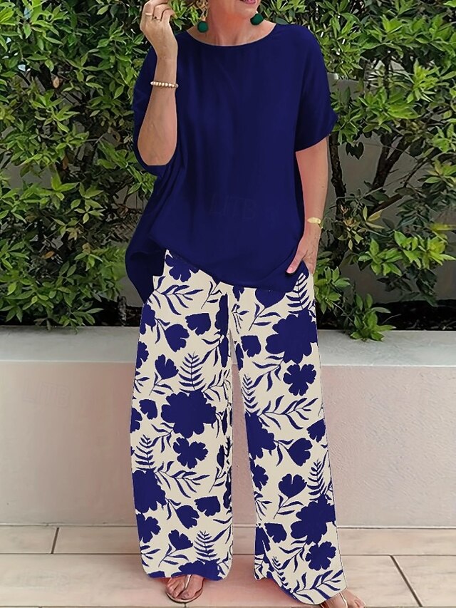 Women's Shirt Short Sleeve Round Neck Floral Graphic