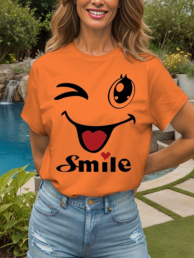 Women's T Shirt Print Heart Graphic Letter Vintage Stylish