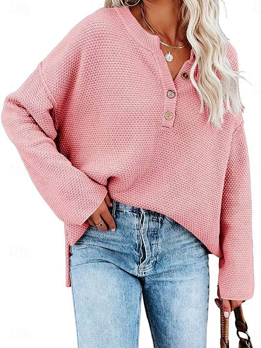 Women's Blouse Buttons Solid Color Tropical Casual Long