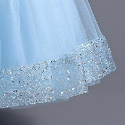 Girl Party Solid Dress Color Flower Girls' 3D