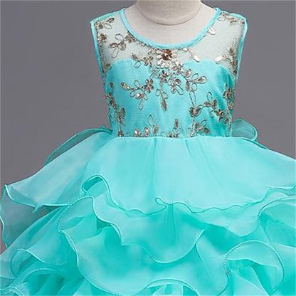 Girls' Summer 4-13 Wedding Party Floral Kids Ruffle Dress