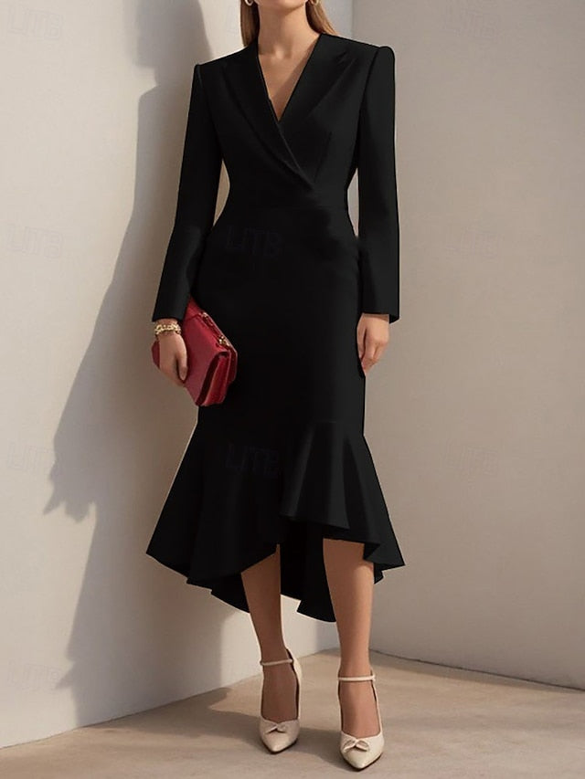 Women's Midi Dress Blazer Dress Sheath Dress Elegant
