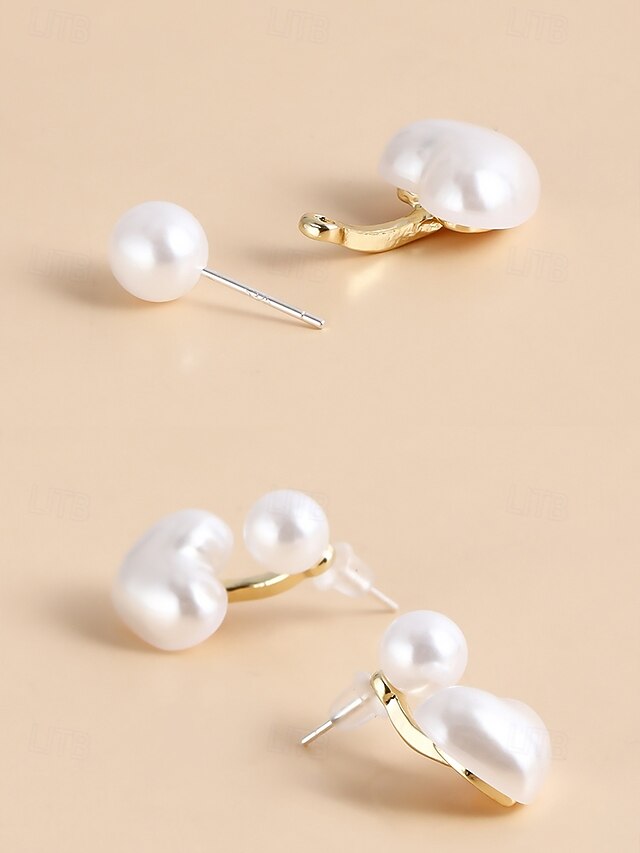 Romantic – Elegant Pearl Heart-Shaped Drop Minimalist Earrings