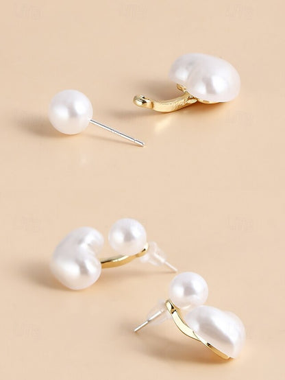 Romantic – Elegant Pearl Heart-Shaped Drop Minimalist Earrings
