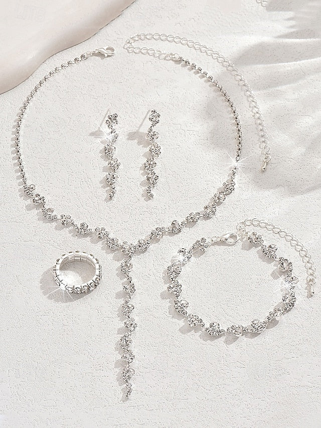 Jewelry Rhinestone Gold Set Necklace – Elegant