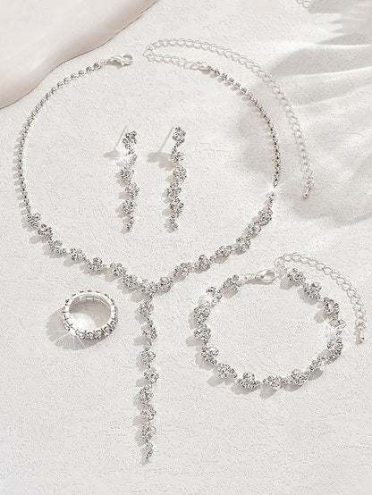 Jewelry Rhinestone Gold Set Necklace – Elegant