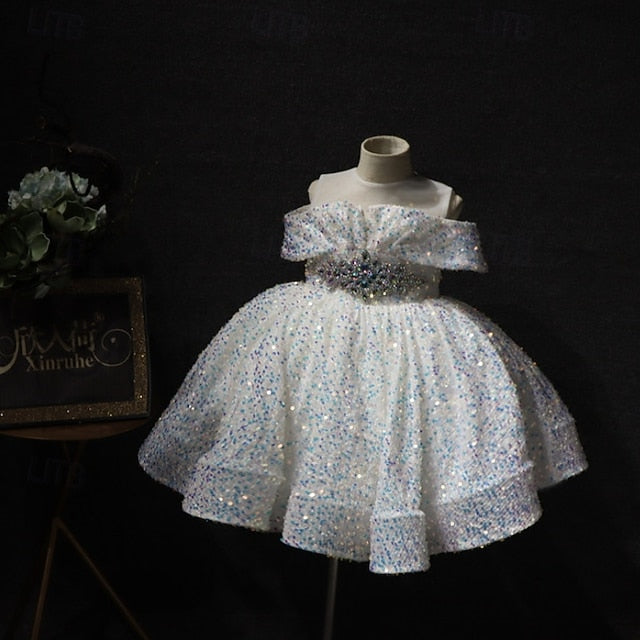 Girls' Sleeve Party Solid Kids Dress Color Short