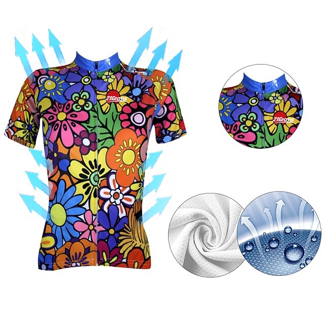 Women's Cycling Jersey Patterned Floral Botanical Flower