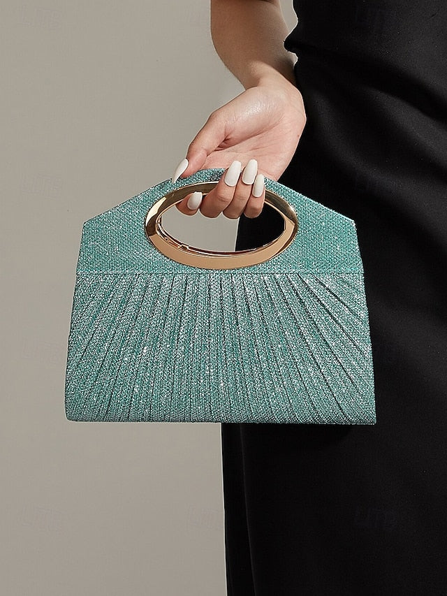 Handle Clutch Evening Women's Bag Glitter with Gold