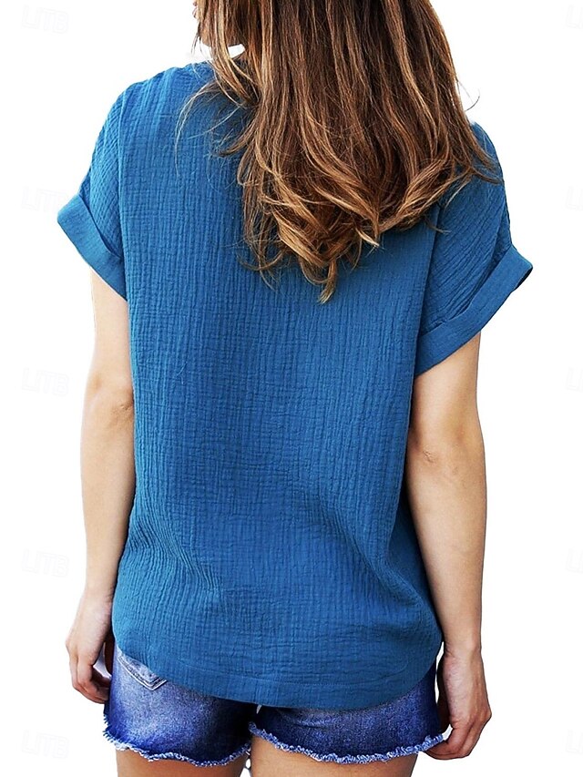 Women's T Shirt Plain Fashion Casual Short Sleeve V Neck