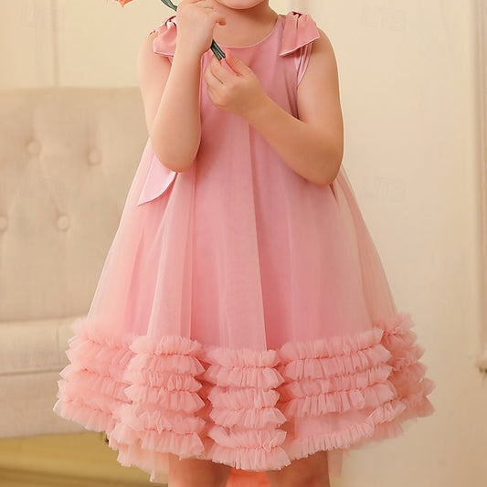 Party Kids Color Girls' Solid Sleeveless Dress Floral