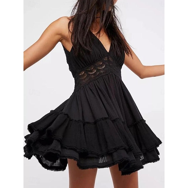 Women's Lace Dress Mini Dress Lace Patchwork Vacation Beach