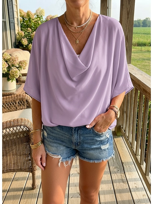 Women's Blouse Dressy Tops Elegant Stylish Solid Color