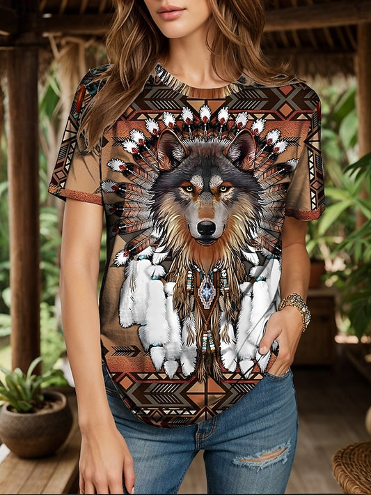 Women's Boho T Shirt Graphic Animal Geometric Vintage