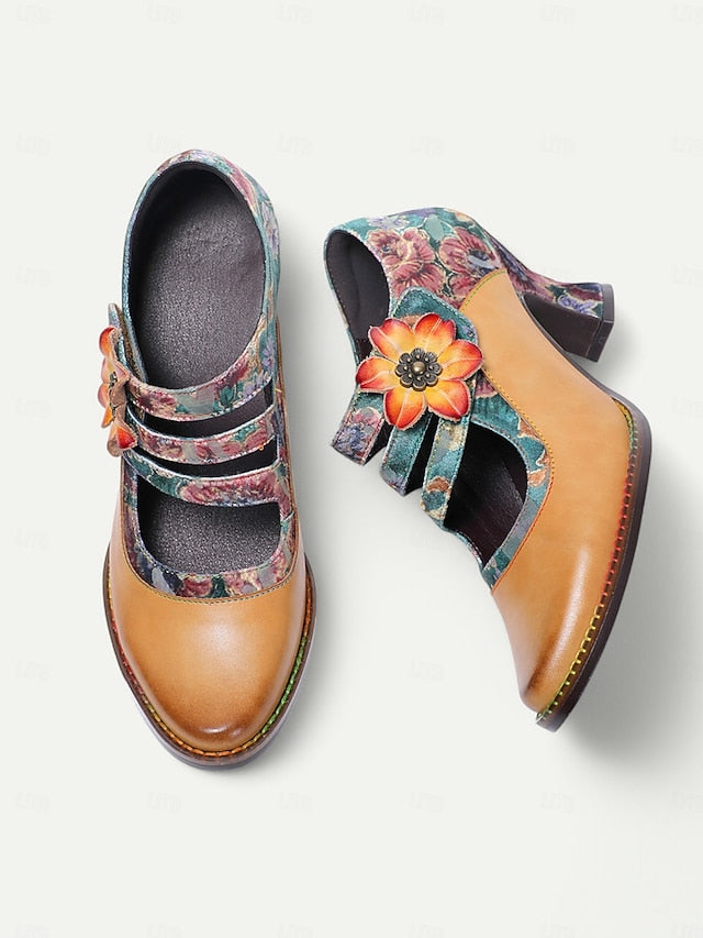 Floral Women's Leather Jane Heels 1930s – Vintage Mary