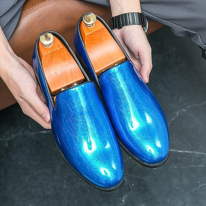 Shiny Loafers – Slip-On Metallic Men's Fashionable Gold