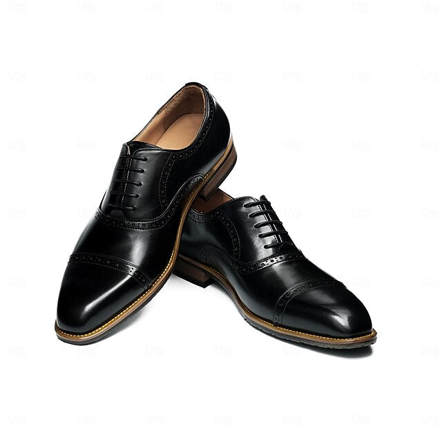 with Shoes Wingtip Oxford Men's Genuine Light Leather Brown