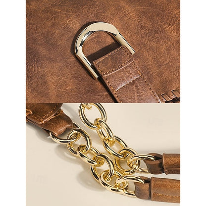 Hobo Bag with Chain – Leather Strap Vintage Women's Large