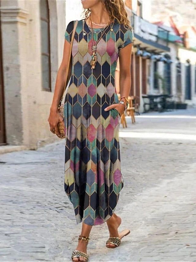 Women's Floral Dress Sleeveless Midi Casual Flowy Summer