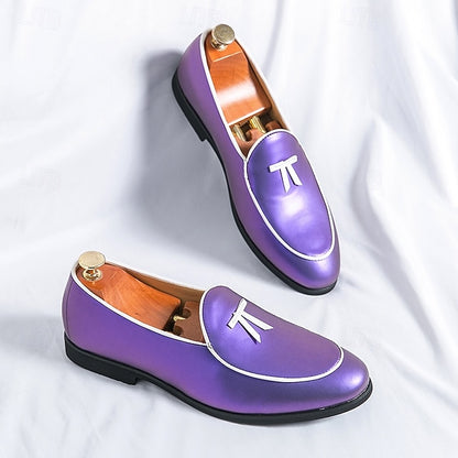 Patent Faux with Trim Loafers Yellow Men's Leather Black