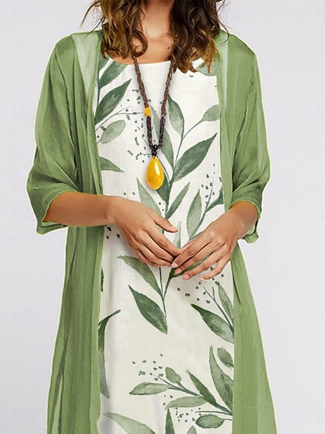 Women's Dress Set Summer Dress Casual Floral Print Midi