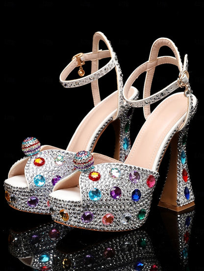 with Women's Rhinestone Platform Matching Sandals High Heel