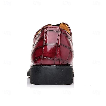Burgundy Men's Shoes Slip-On Crocodile – Pattern