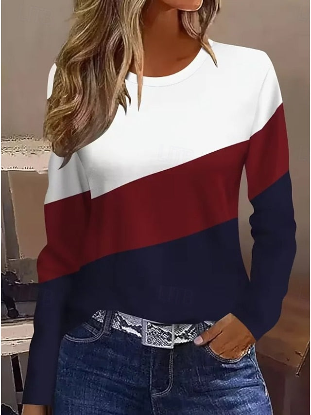 Women's T Shirt Print Graphic Geometric Striped Vintage
