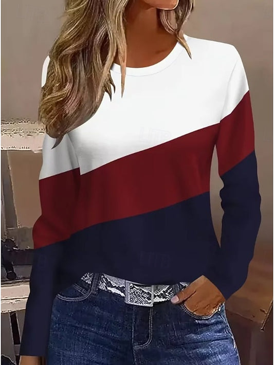 Women's T Shirt Print Graphic Geometric Striped Vintage