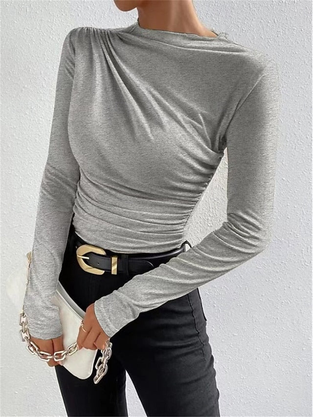 Women's T Shirt Plain Fashion Modern Casual Long Sleeve