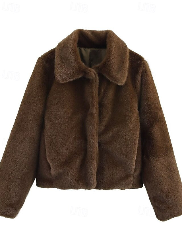 Coat Faux Warm Teddy Fur Comfortable Women's Buttons