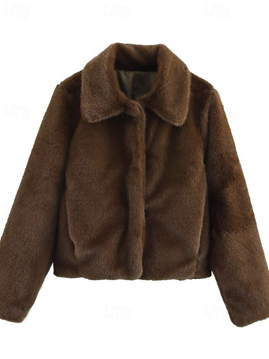 Coat Faux Warm Teddy Fur Comfortable Women's Buttons