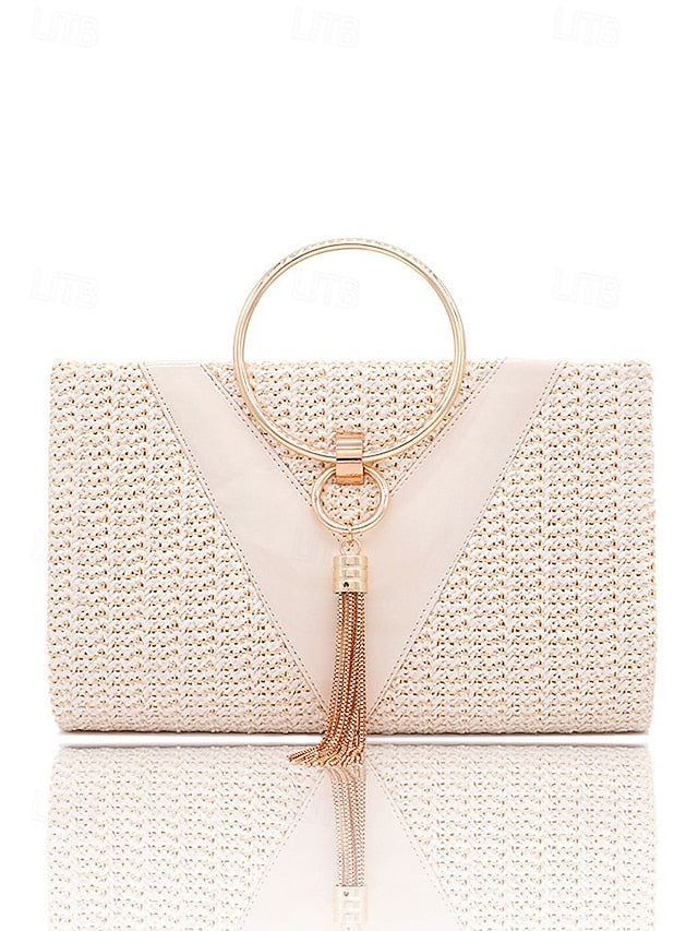 with Elegant Woven Purse Handbag Straw Clutch Women's –