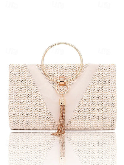 with Elegant Woven Purse Handbag Straw Clutch Women's –