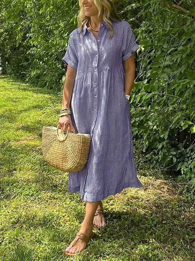 Women's Midi Dress A Line Dress Vacation Casual Outdoor