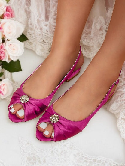 Slingback Wedding Crystal Satin with Women's Heels