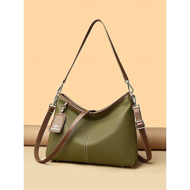 Bag Brown Hobo Leather Faux with Accents Green