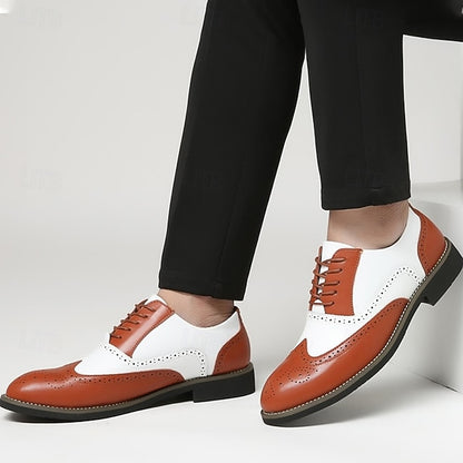 Shoes Men's Brogue Oxford in Two-Tone White Wingtip