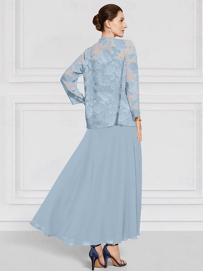 Lace of SkyBurnt Two Mother Bride A-Line Floral the Piece Out