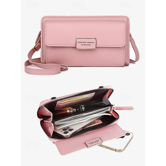 Bag Mobile Leather Crossbody Women's PU Phone Wristlet
